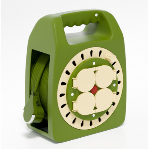 러그박스  4구 캡형 코드릴 캠핑릴선 민트옐로우