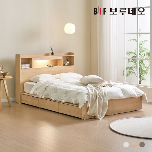 BIF보루네오 코코 LED 3서랍 수납 침대 D