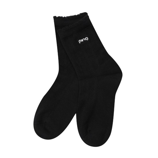 핑  로고 자수 중목 양말 121E7SC051_BK