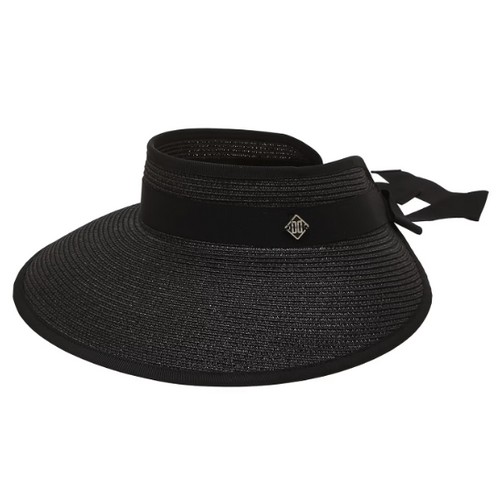 LF 닥스골프 뒷면 리본 천연초 와이드 바이저 DNHE5E401BK