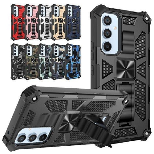 수나르  갤럭시A55 카모 플라쥬 패턴 킥스탠드 하드 범퍼 케이스