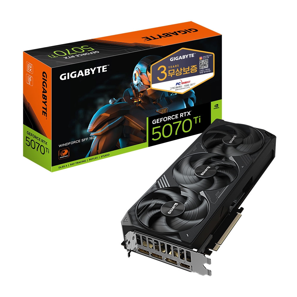 GIGABYTE  지포스 RTX 5070 Ti WINDFORCE SFF D7 16GB 피씨디렉트