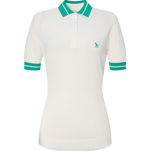 LF 헤지스골프 매쉬 포인트 반팔 카라 니트 HWSW5B901OW