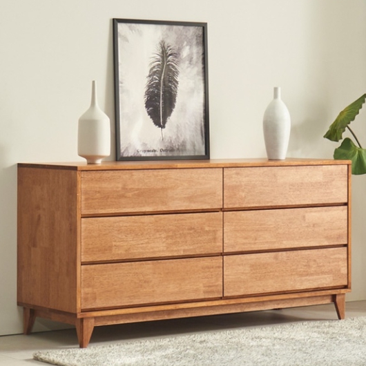 까미엘 마렌2 고무나무 월넛 와이드 서랍장 1500