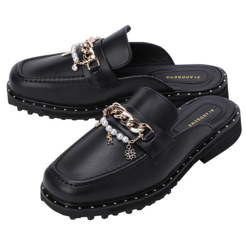 세인트앤드류스  로고 체인 스터드 논스파이크 뮬 골프화 821E2SE081_BK