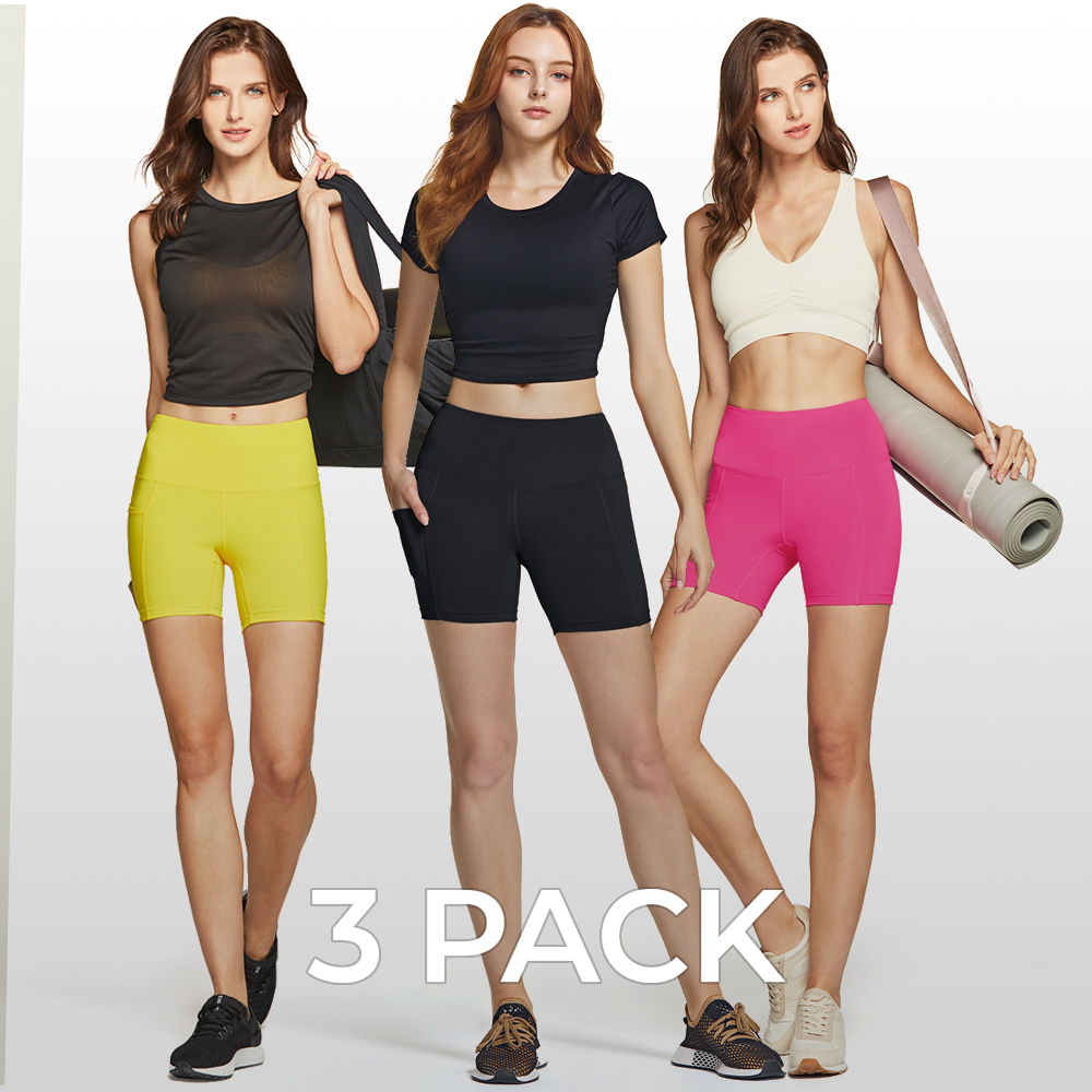 요가 하이웨이스트 포켓 반바지 3팩 AO-YSP31
