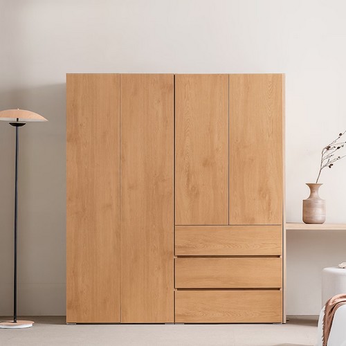 바스포르  스탠다드 터치 빅수납 긴옷장/이불장+서랍장 옷장세트 1600