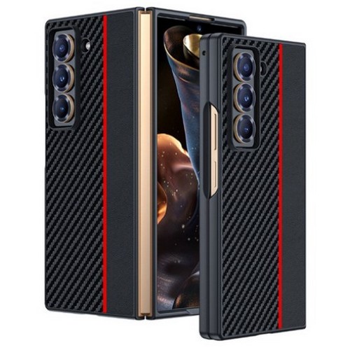 갤럭시Z 폴드 스페셜 에디션 가죽 카본패턴 컬러라인 케이스