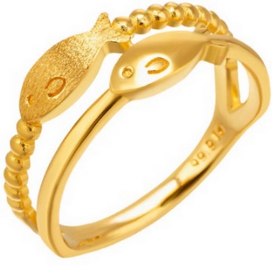 한국금다이아몬드  두줄 물고기 볼 반지 3.75g