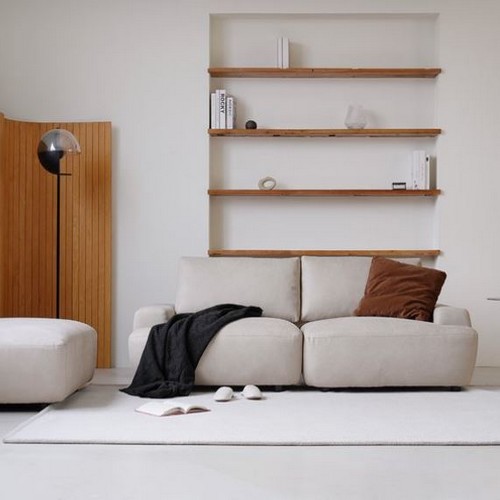 시스디자인 블로우 스윙 모듈 브루투스 레더 패브릭 소파 3인용