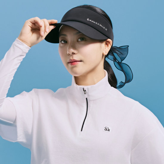 챌린저  리본 탈부착 메탈 로고 포인트 밴딩 썬캡 화이트 CHE2WCP2685WH