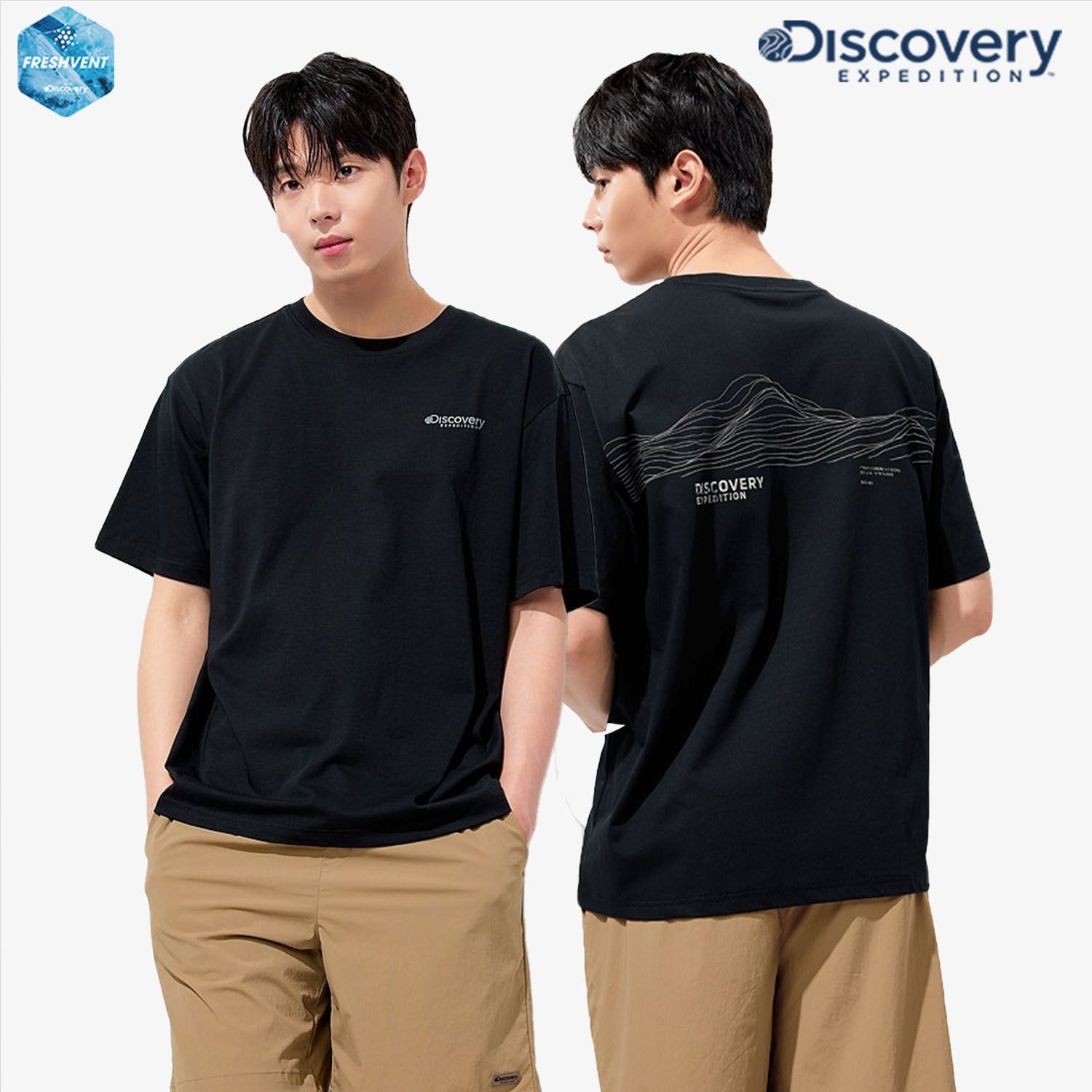 디스커버리익스페디션  프레시벤트 라인 그래픽 반팔 DXRS8D053-BKS