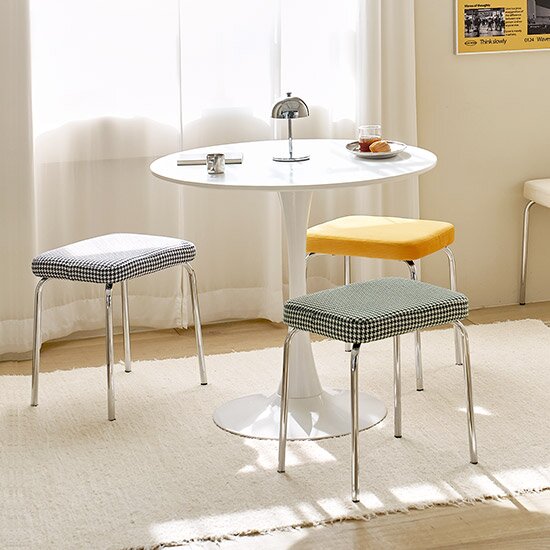 룸앤홈  더블린 크롬 스툴