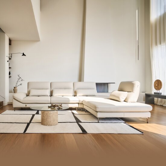 시엘 오픈코너 스윙 전체 천연가죽 소파 4인용