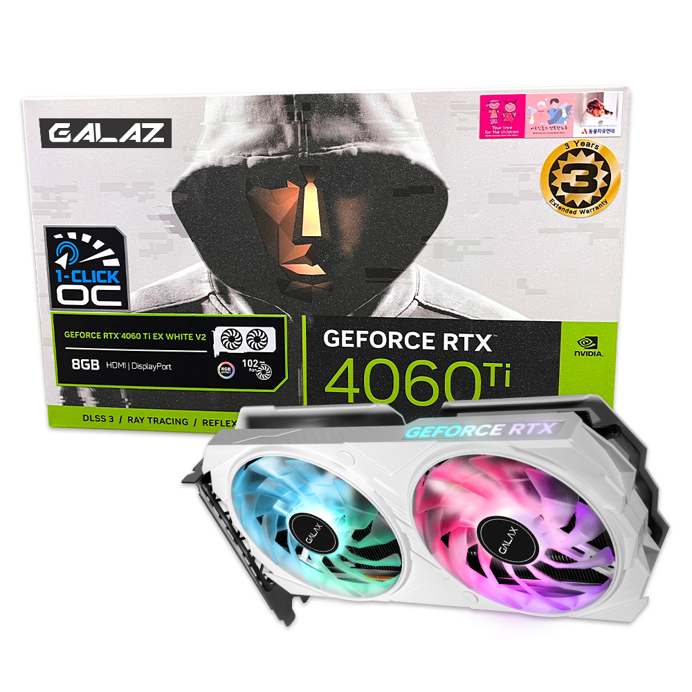 갤럭시 GALAZ 지포스 RTX 4060 Ti EX WHITE OC V2 D6 8GB