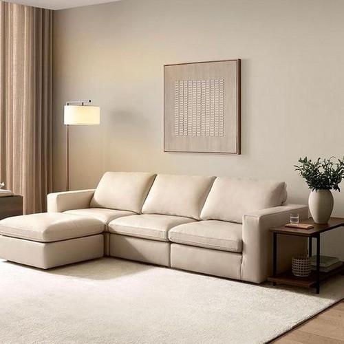 까사미아 캄포레더 쁘띠 천연가죽 소파 4인용