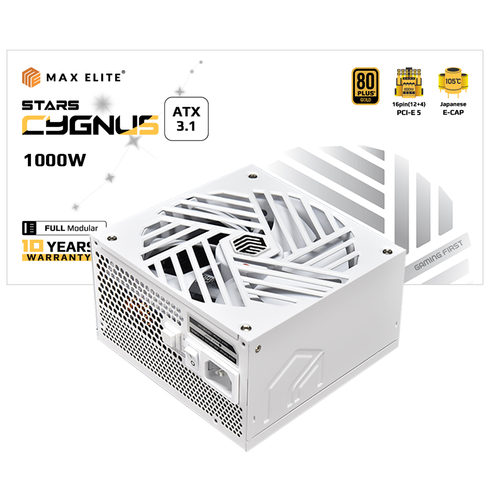 맥스엘리트  STARS CYGNUS 1000W 80PLUS골드 풀모듈러 ATX3.1 화이트