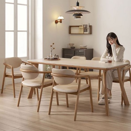 보니애가구 하모니 포세린 세라믹 원목 식탁 2000