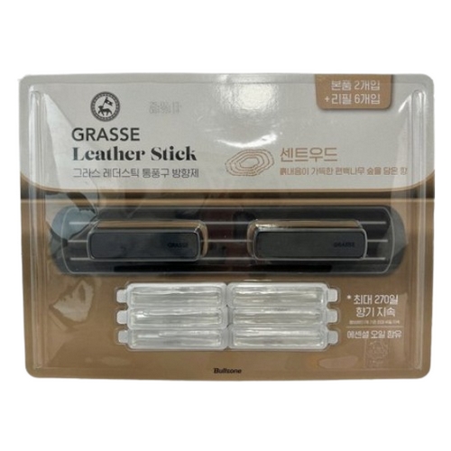 불스원  그라스 레더스틱 통풍구 차량용 방향제 본품 + 리필 세트