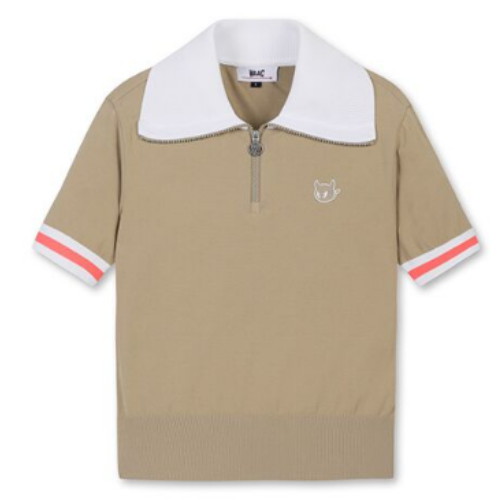 WAAC 빅 카라 SS 하프 집 스웨터 WWWAM25204BEX