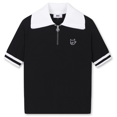 WAAC 빅 카라 SS 하프 집 스웨터 WWWAM25204BKX