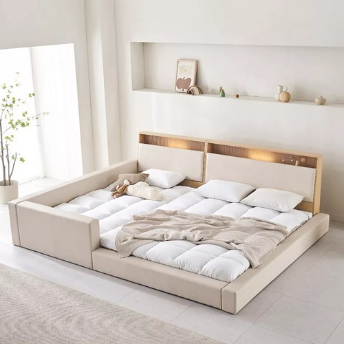 아씨방 릴렉스업 저상형 LED 수납 세이프 패밀리침대 SS+Q