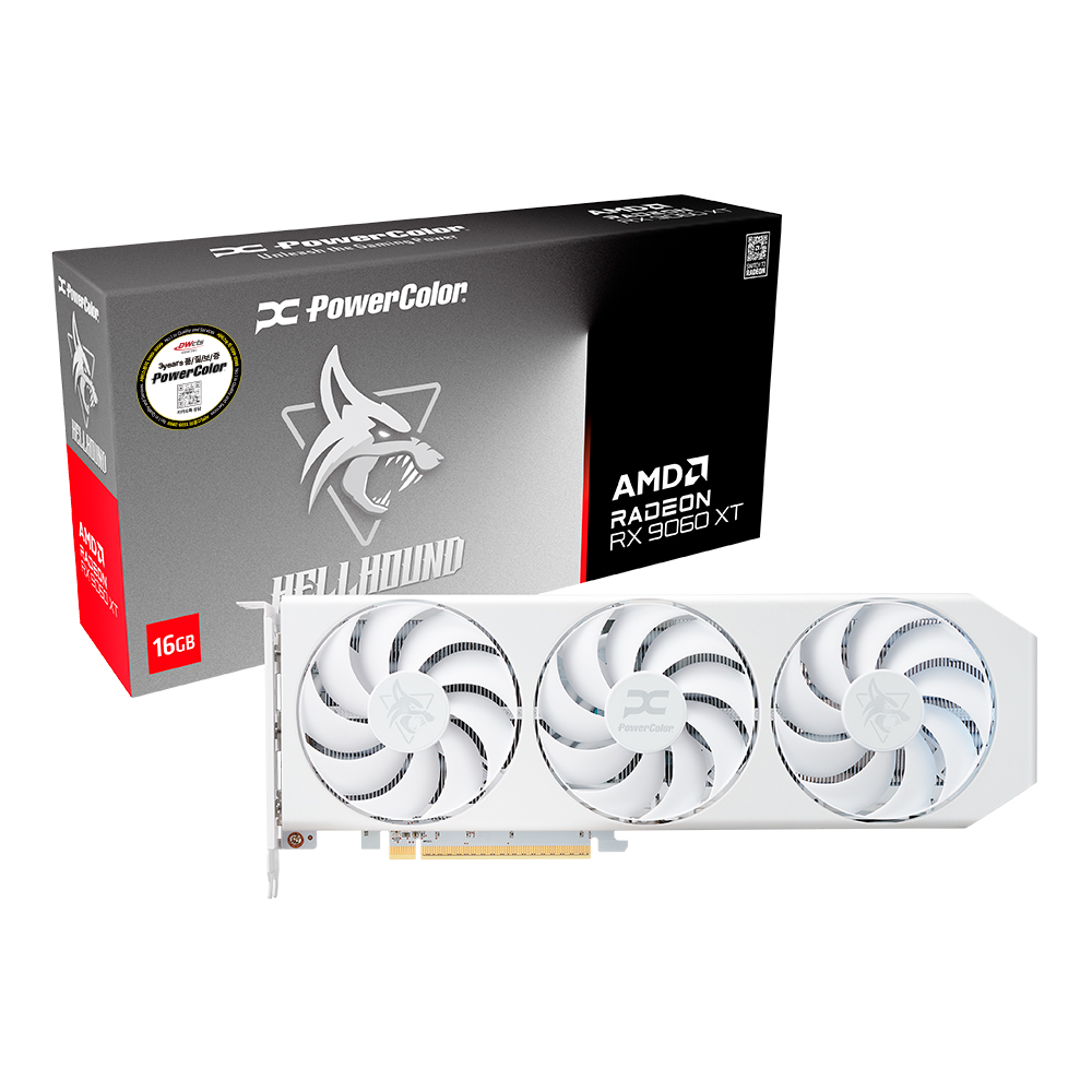 PowerColor  라데온 RX 9060 XT Hellhound Spectral White OC D6 16GB 대원씨티에스