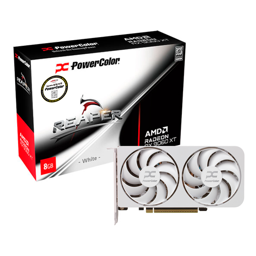PowerColor  라데온 RX 9060 XT Reaper White D6 8GB 대원씨티에스