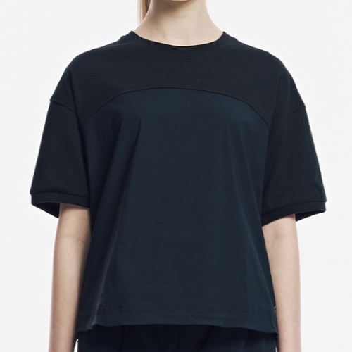 스케쳐스  우븐+니트 믹스 하이브리드 티셔츠 SL3WTCFM052