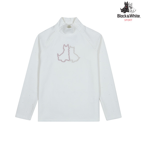 블랙앤화이트 라글란소매 하이넥 티셔츠 9284LXSP