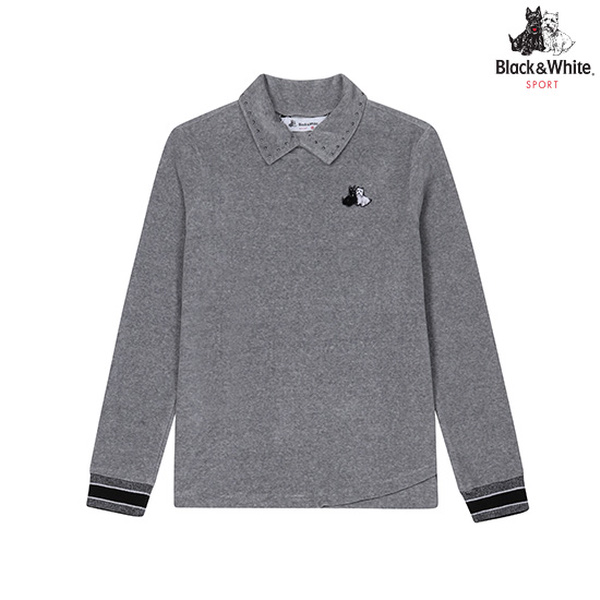 블랙앤화이트 벨보아 밑단 변형 티셔츠 9322LXSC