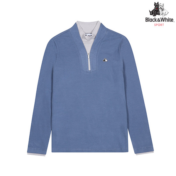 블랙앤화이트 레이어드 반집업 티셔츠 9234LXSA