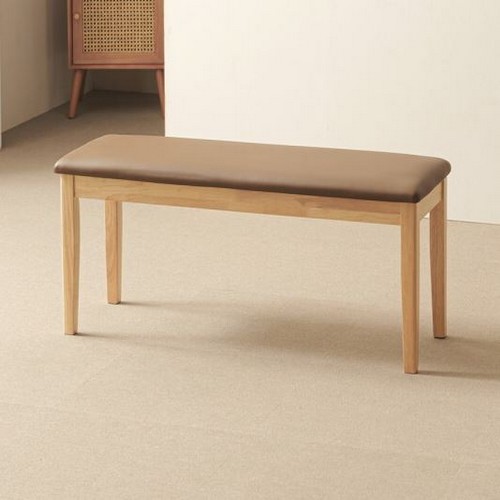 라로퍼니처  루아 고무나무 원목 방석 벤치 2인용 식탁 의자