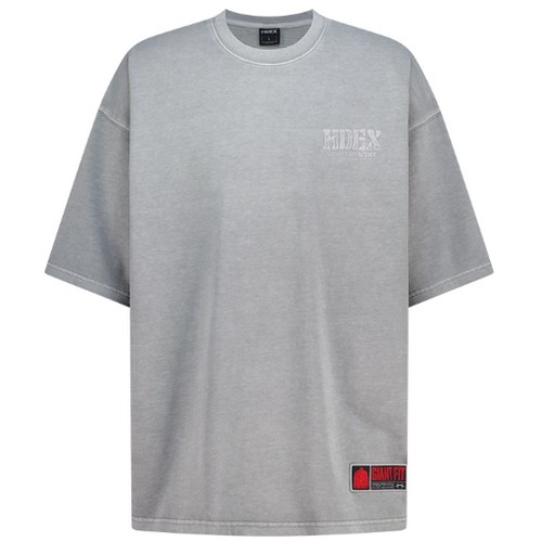 디에프코퍼레이션 에이치덱스 코어 백로고 자이언트핏 워싱 숏 슬리브 H252MLGTS67PGY