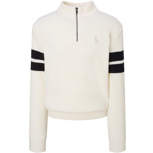 헤지스골프 스트립 라인 하프 집업 하이넥 울 니트 WPSW4D732CR