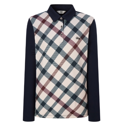 닥스골프 체크 스트레치 필드 긴팔 폴로 티셔츠 WNTS4D901N3