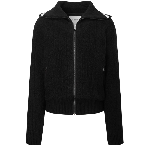 LF 헤지스골프 하이넥 케이블 집업 니트 WWSW4D731BK