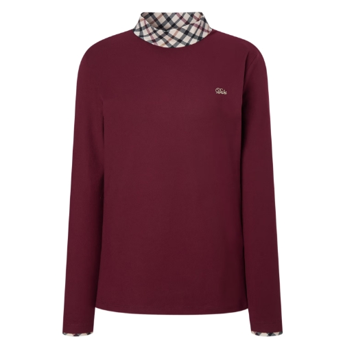 닥스골프 레터 로고 체크넥 긴팔티셔츠 WNTS4D903D2