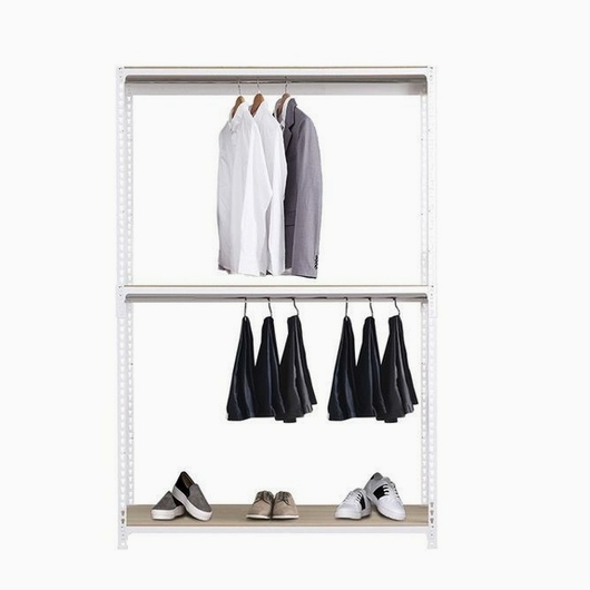 영진산업 스피드랙 드레스룸 시스템 철제 행거봉2개 3단 행거 1100x400