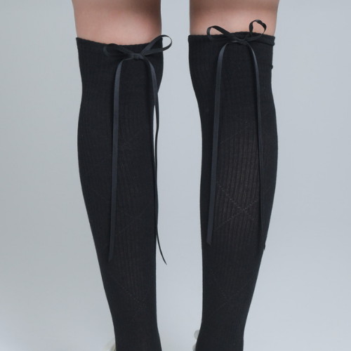 LF 더블플래그 블랙 리본 디테일 소프트 쿠션 니삭스 DWSS5F711BK