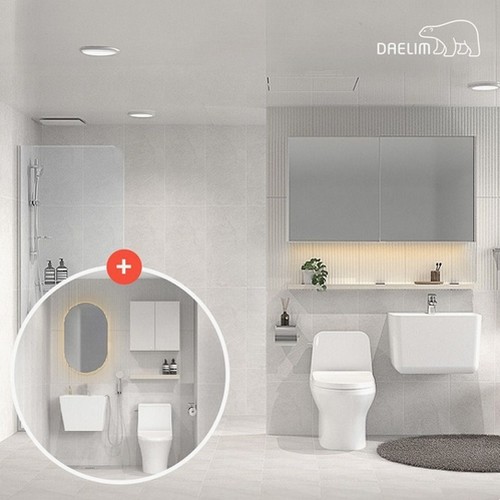 대림바스  무드웨이브 슬라이딩장형 거실 욕실+ LED 거울 안방욕실
