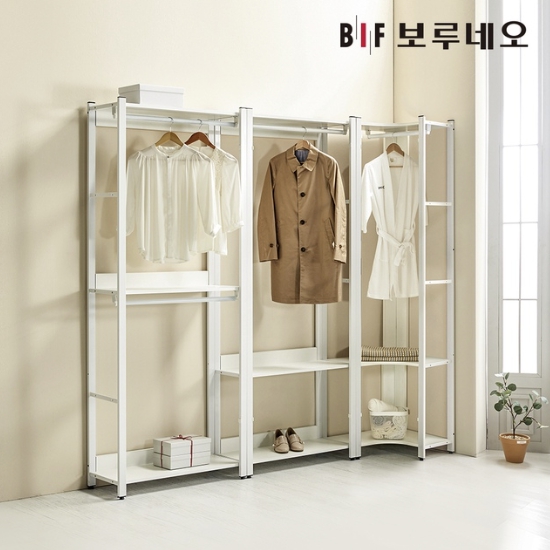 BIF보루네오  아이든 시스템 행거 철제 I 코너 행거 드레스룸 세트 2235