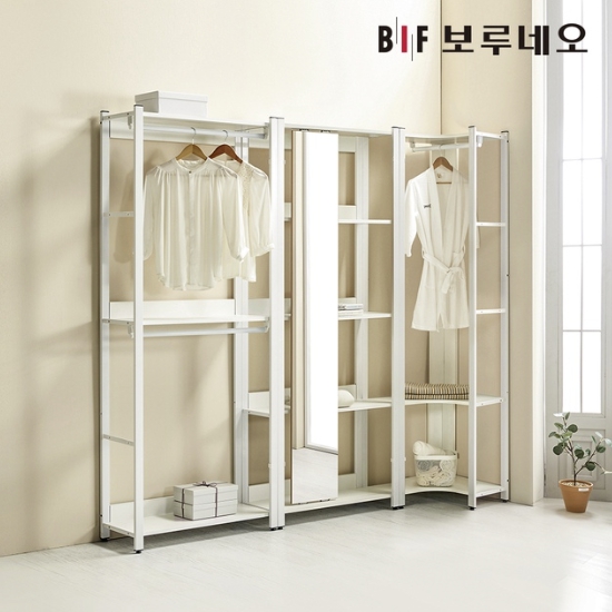 BIF보루네오  아이든 시스템 행거 철제 K 코너 선반거울장 드레스룸 세트 2235