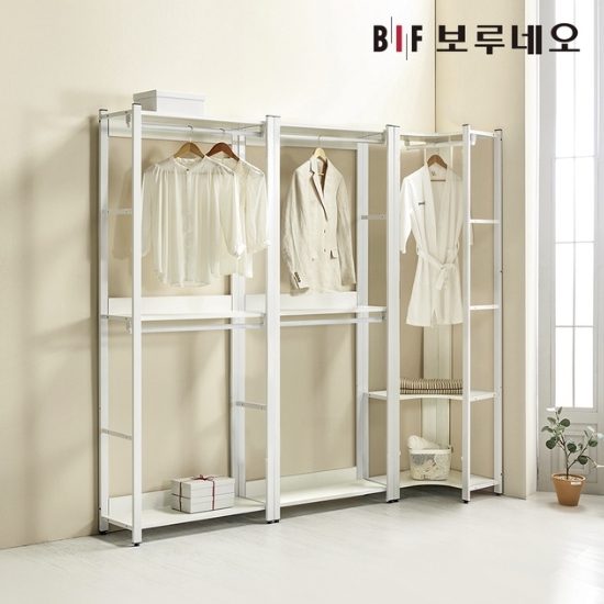 BIF보루네오  아이든 시스템 행거 철제 L 코너 행거 드레스룸 세트 2235