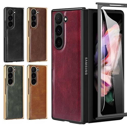 수나르  갤럭시Z 폴드2 액정보호 도금 슬림 레트로 가죽 케이스