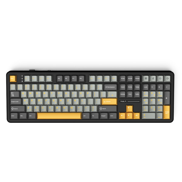 AULA  F108 유무선 기계식 골든 블랙