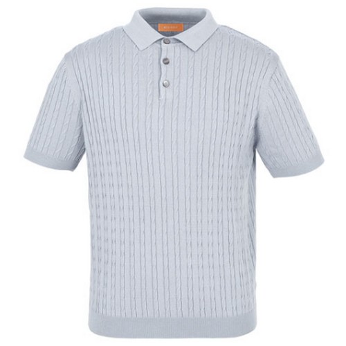 김영주골프  케이블 패턴 카라 골프 반팔 니트 DPMMNT42