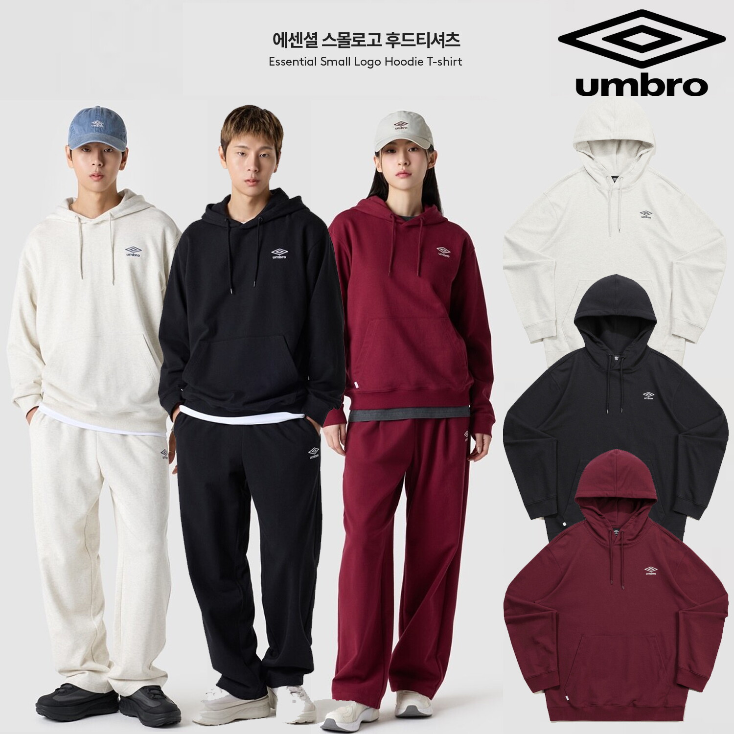 엄브로  에센셜 스몰로고 후드티셔츠 UQ323CHD92