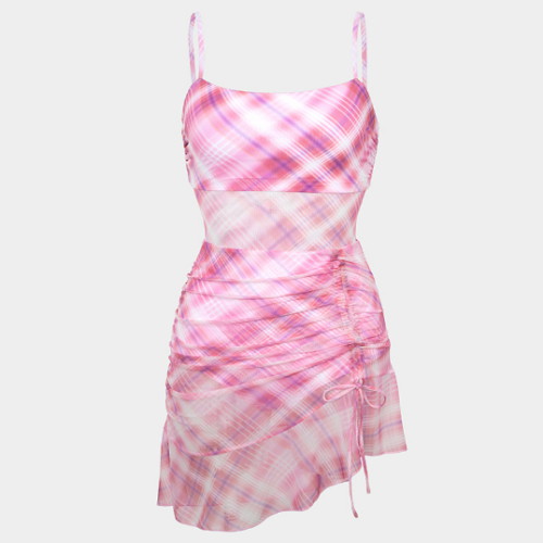 배럴  여성 서머 브리즈 체크 스커트 SET 핑크 B5SWWWS066PNK