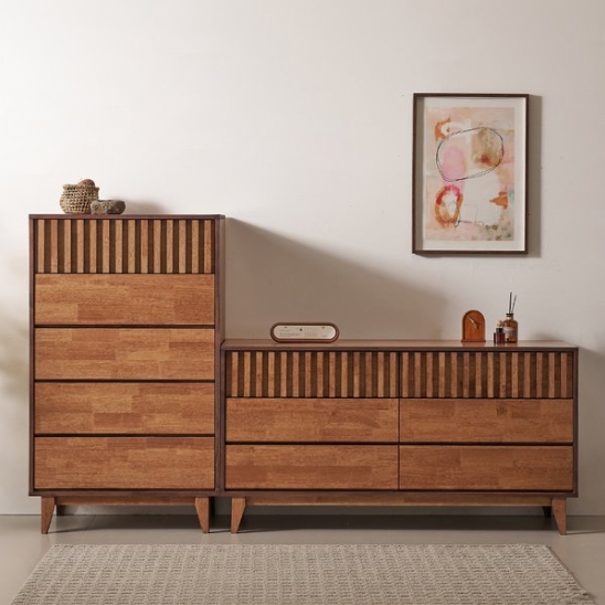 오목샘 나투 와이드 3단 5단 원목 서랍장 세트 2300